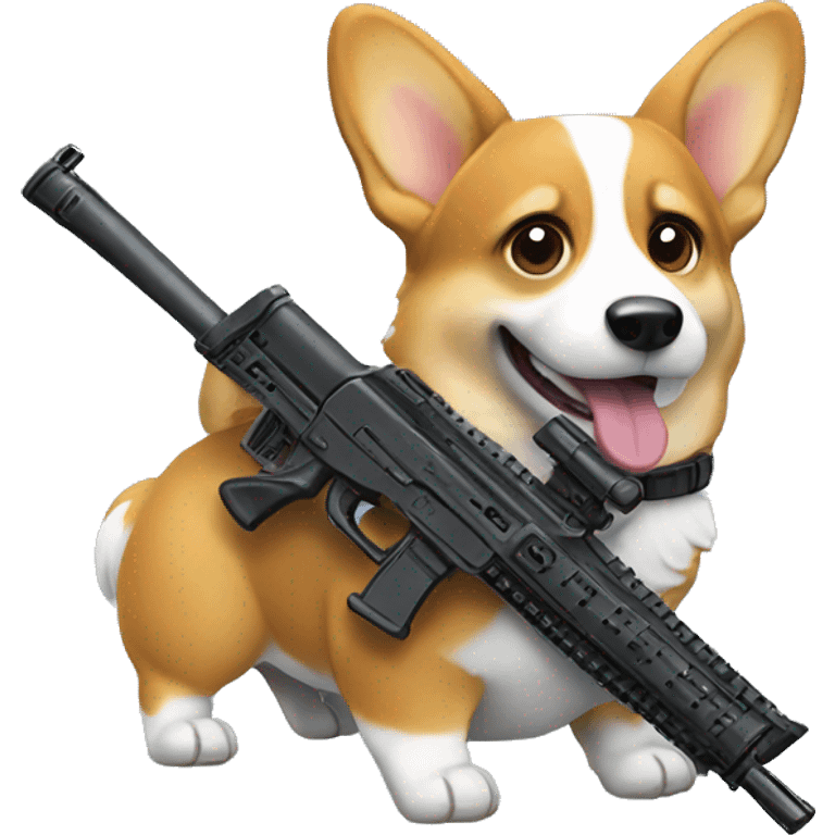 corgi with machine gun emoji