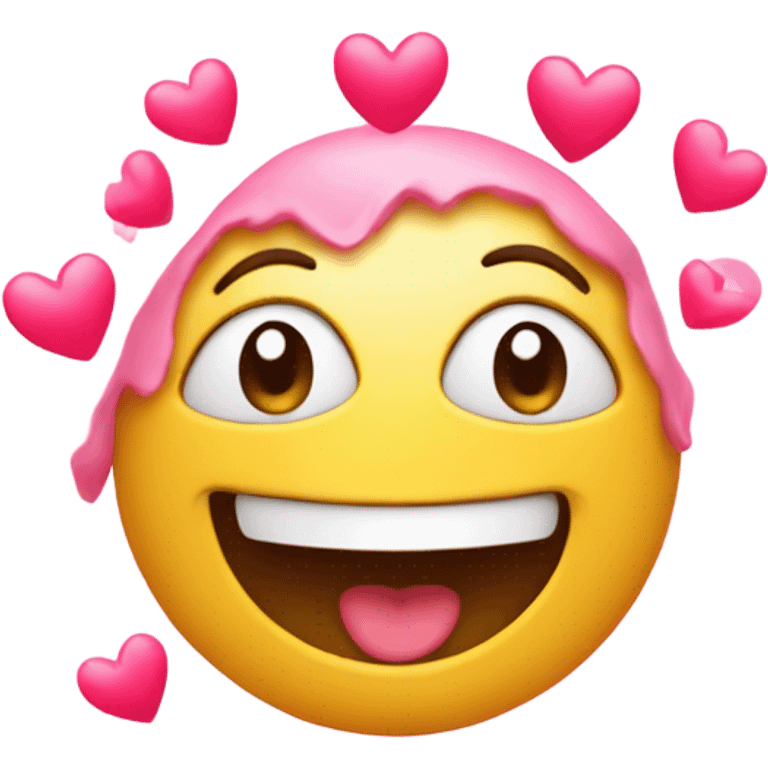 happy face with pink hearts around emoji