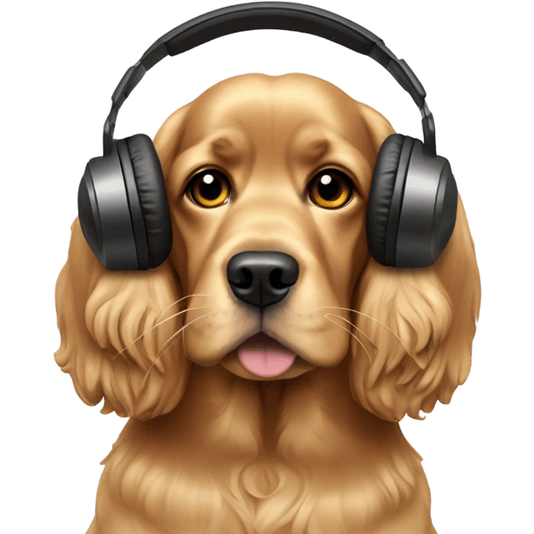 golden cocker spaniel with headphones emoji