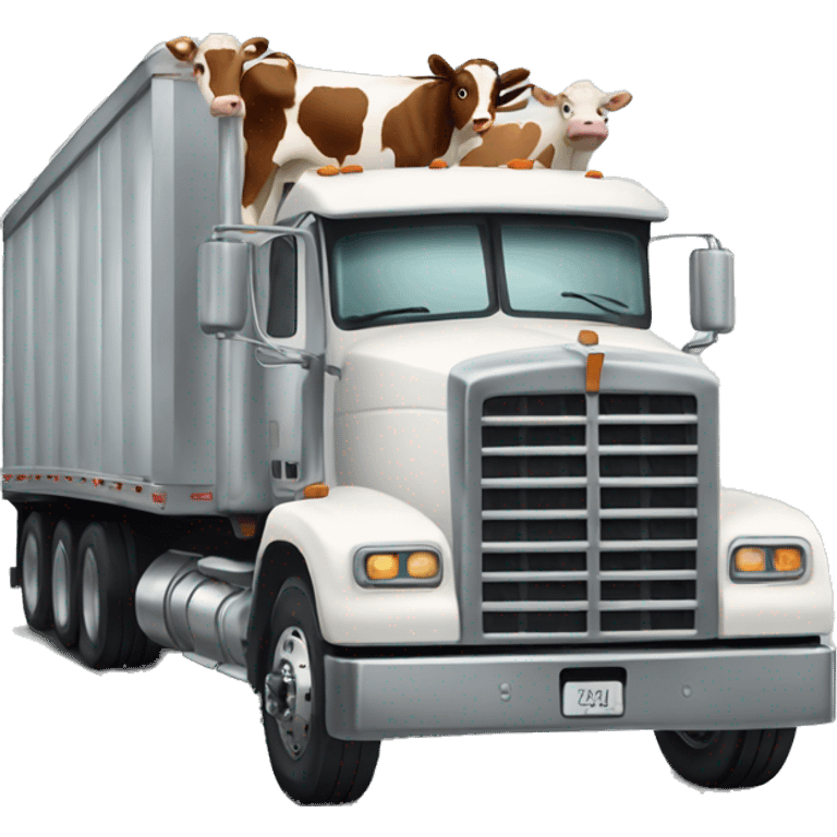 Semi truck hauling cows emoji