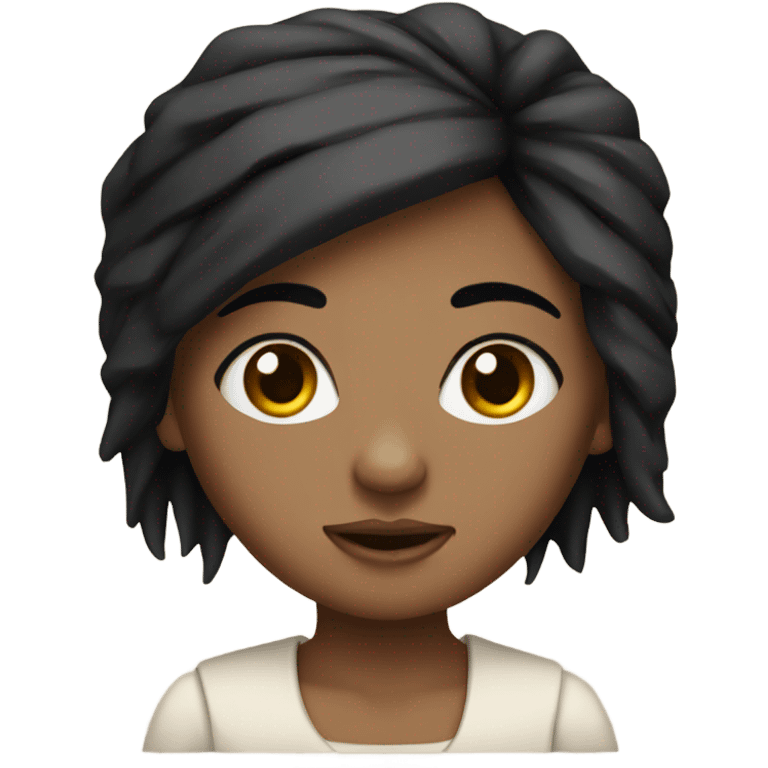 mummy girl with brown eyes brown skin and straight black hair emoji