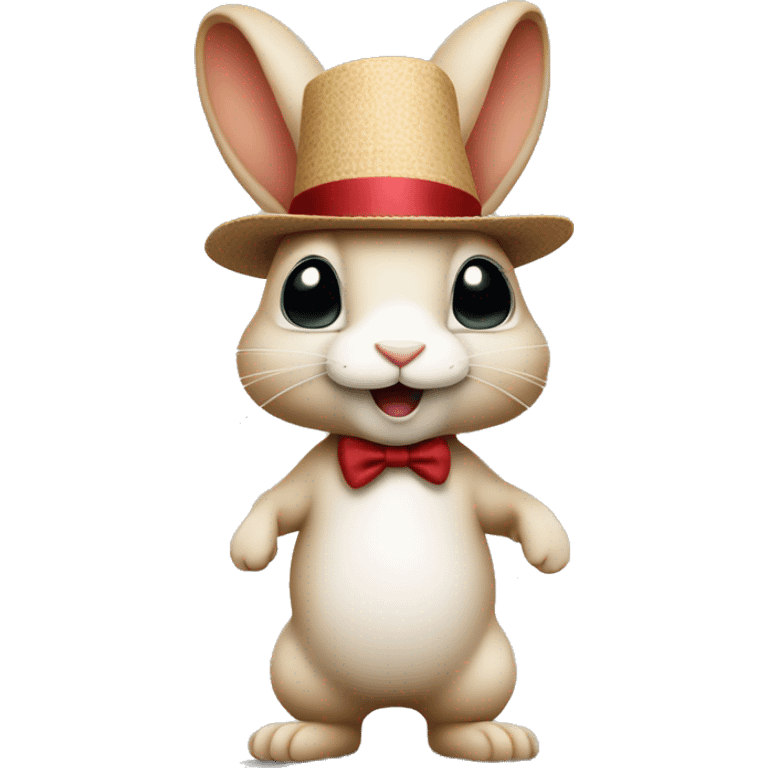 rabbit stands on two legs with a hat two ears emoji