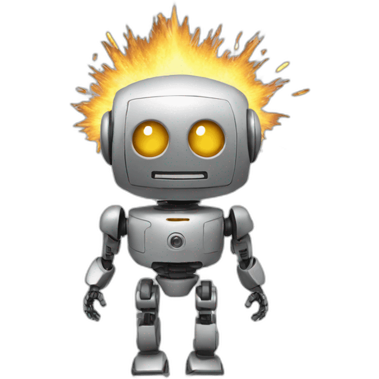 a robot with exploding head emoji