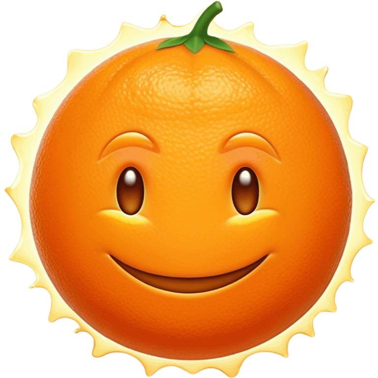 Cinematic Realistic Orange Emoji, Juicy and vibrant, with a bright, glossy skin that gleams in the light, revealing a slight texture from the natural pith. The orange segments peek through as the fruit radiates refreshing energy. Soft glowing outline, capturing the essence of a sweet, zesty burst of flavor in a perfect orange! emoji