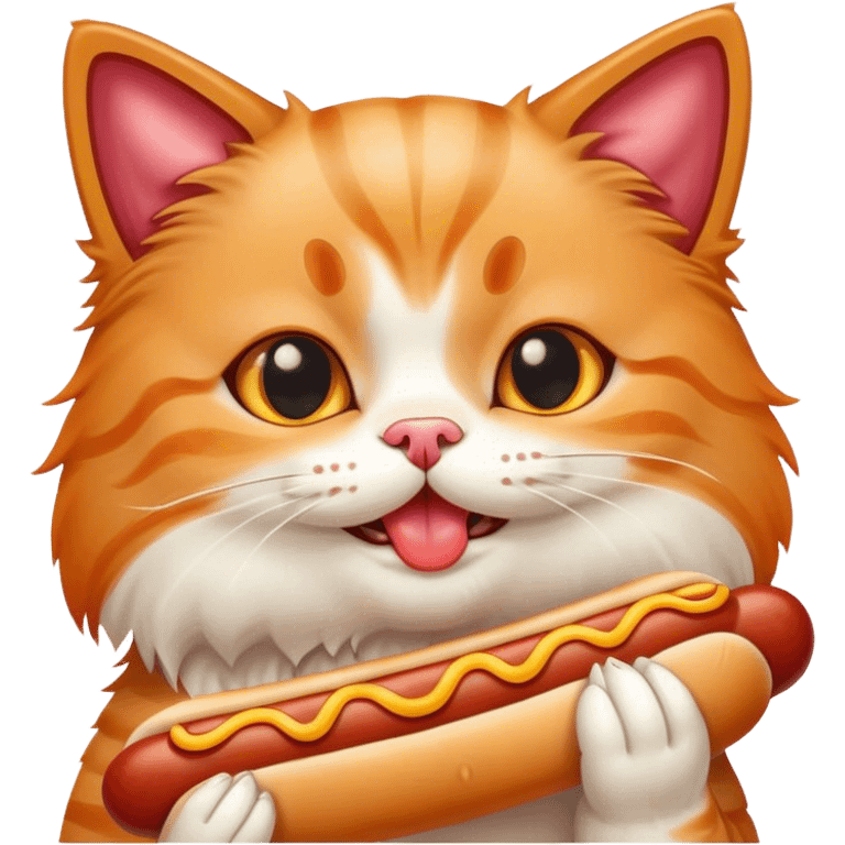 Cat eating hotdogs  emoji