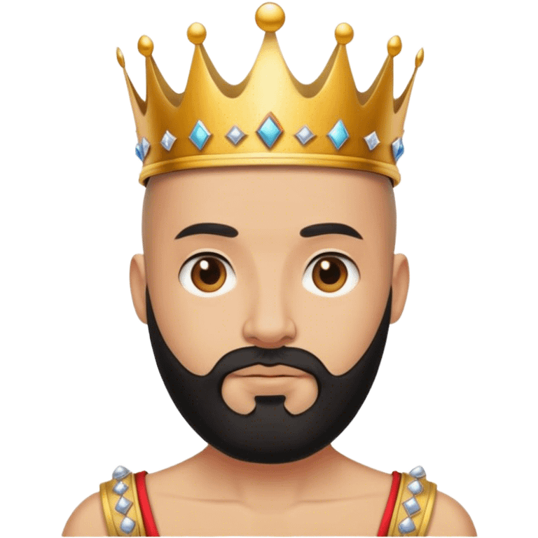 bald guy with black beard and a crown emoji