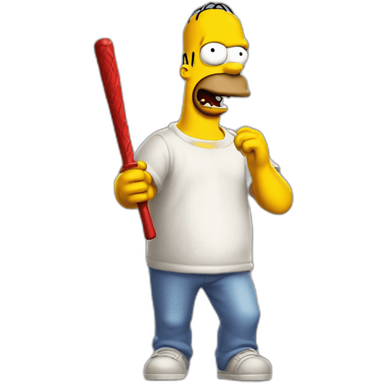 homer simpsons as the devil with a baseball bat in his hand emoji