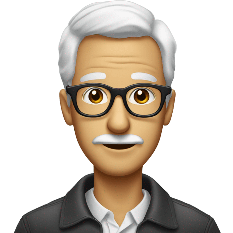 man's face with big nose and oval glasses who has skinny jawline and a tuft of white hair on his jawl emoji