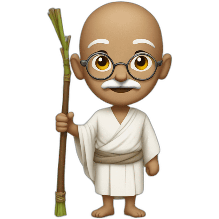 Gandhi wlaking with stick emoji