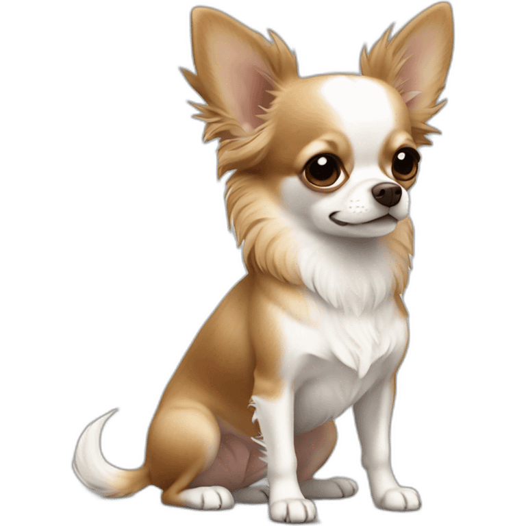 White brown long hair Chihuahua emoji