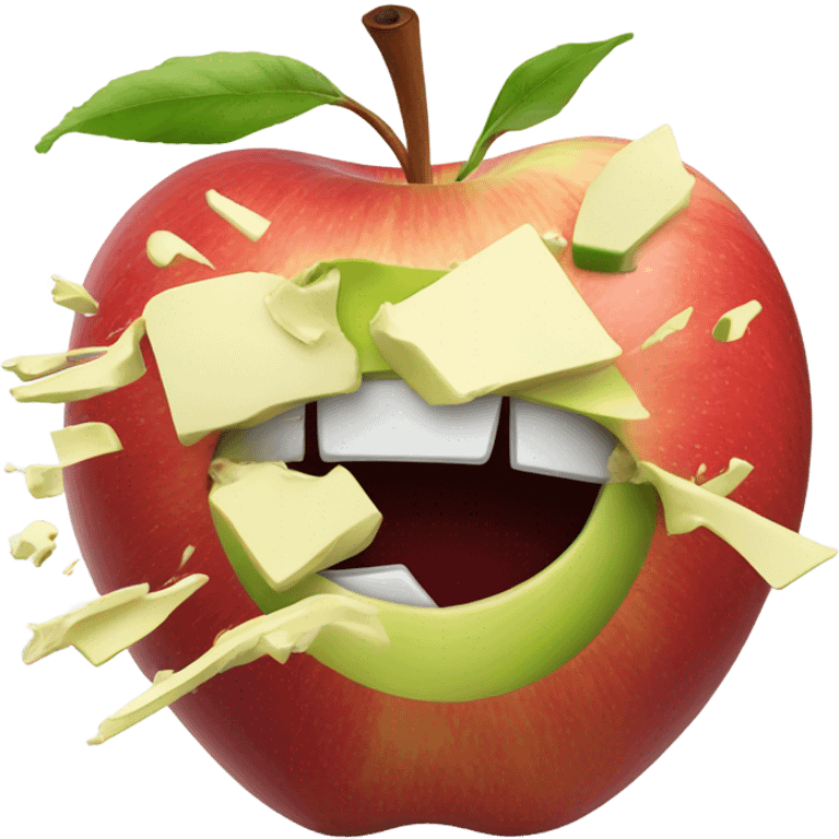 An apple exploding emoji