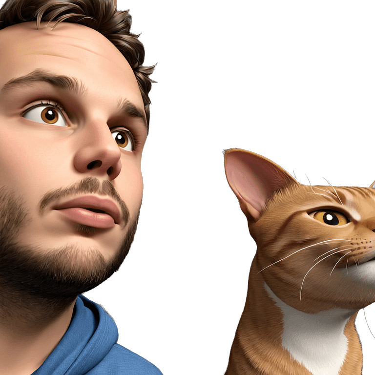 cat and bearded boy meme emoji