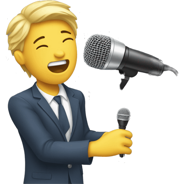 person letting a microphone fall down emoji