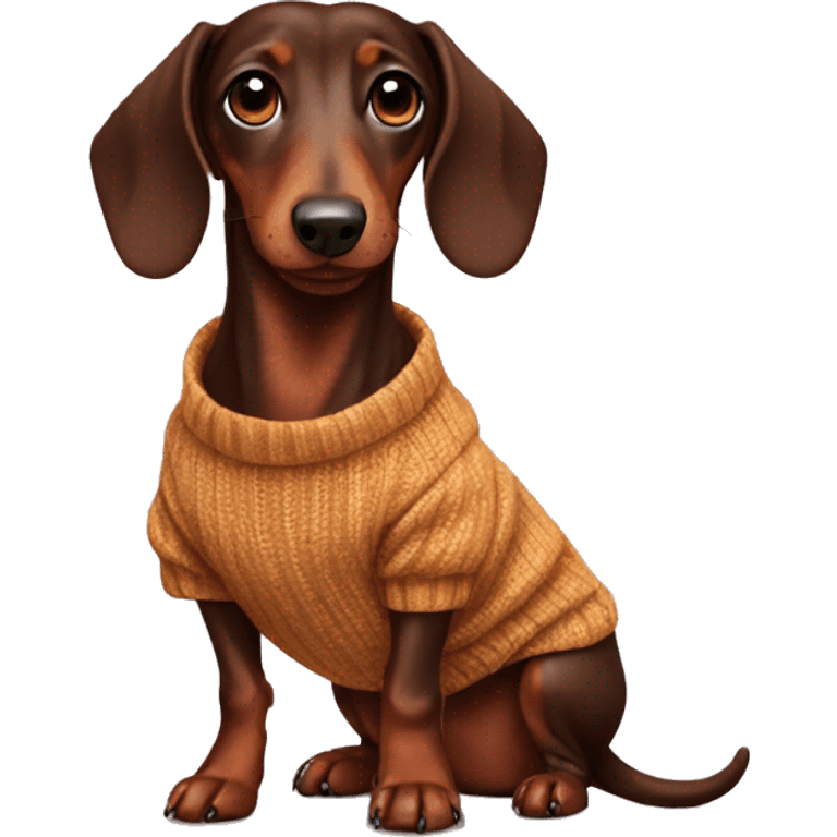 Chocolate dachshund wearing jumper emoji