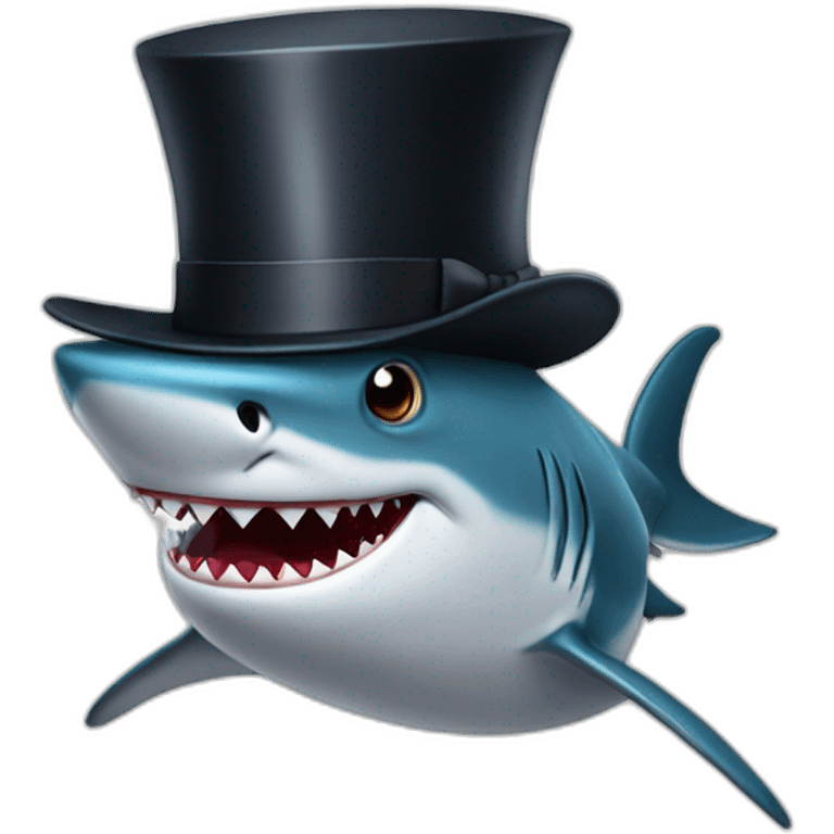 Shark with a top hat emoji