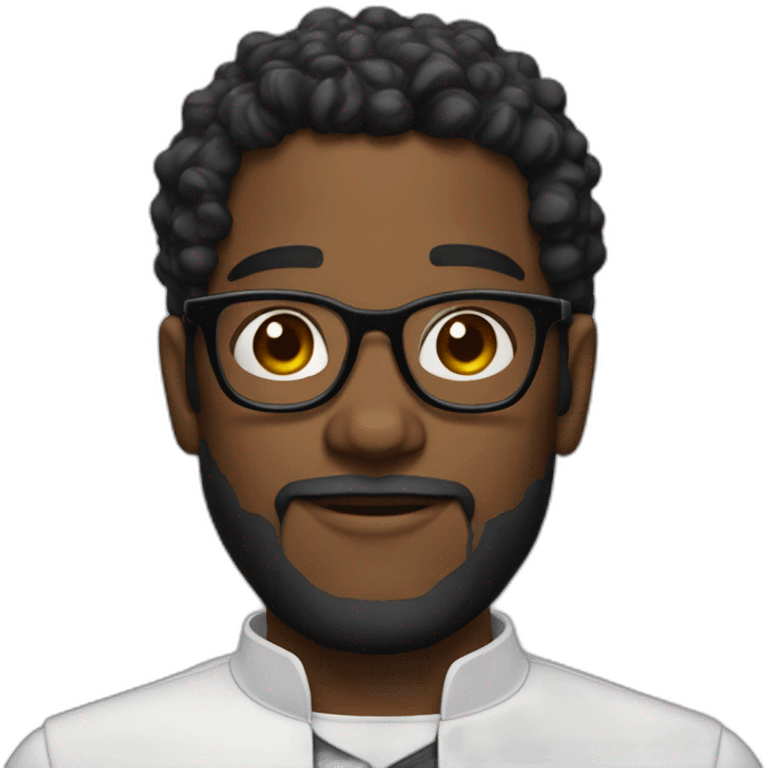 young black priest beard, curlly hair, with rounded glasses emoji