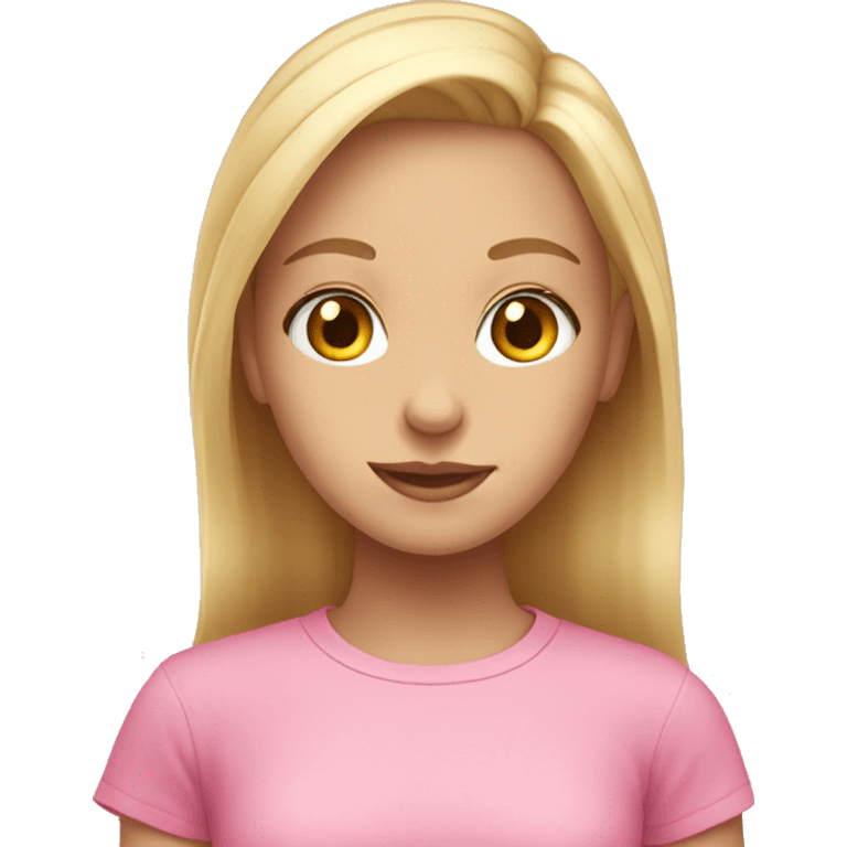 Blonde girl with hazel eyes in a pink shirt emoji