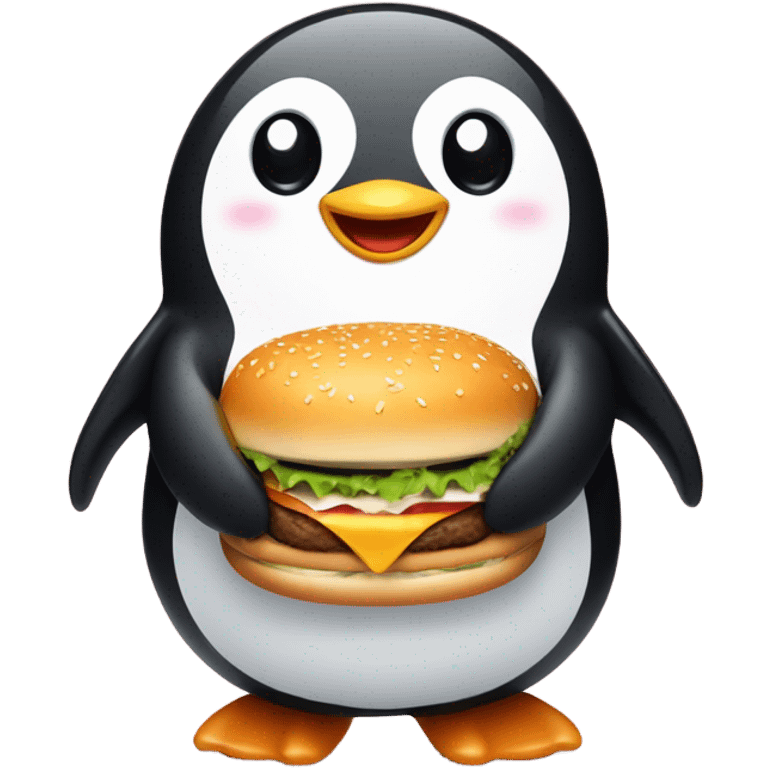 penguin loving a burger  emoji