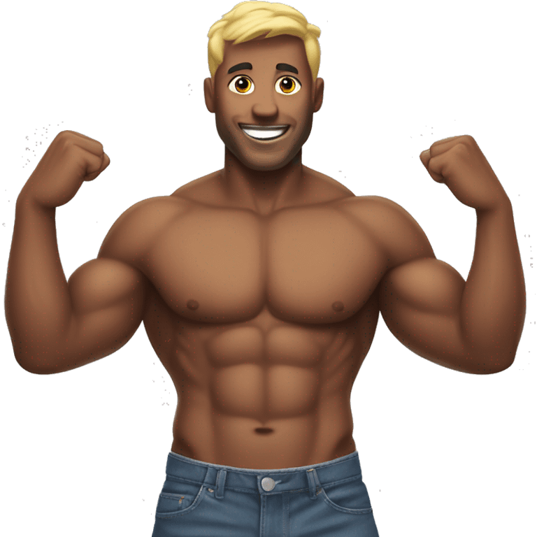 six-pack-abs hands up  emoji