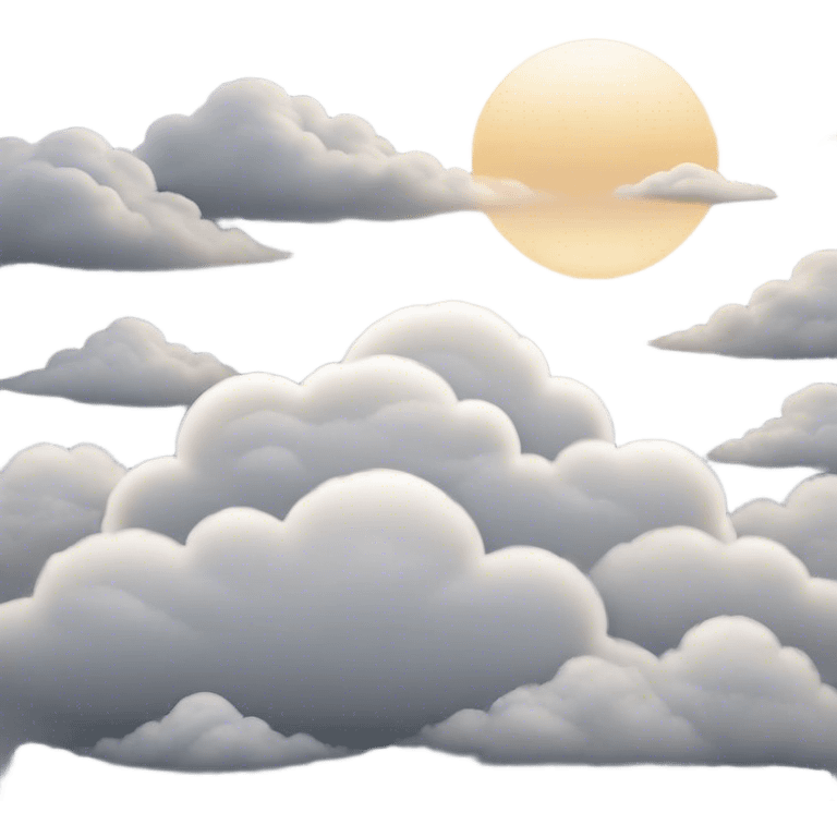 Cinematic Realistic Altostratus Emoji, Soft and gray, with mid-level clouds spreading evenly across the sky. The clouds create a smooth, overcast layer that dulls the sun’s light, giving the world a peaceful, muted tone. Soft glowing outline, capturing the essence of calm, muted skies and gentle transitions in an altostratus cloud! emoji