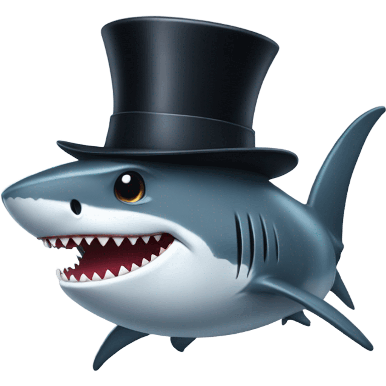 Shark with a top hat emoji