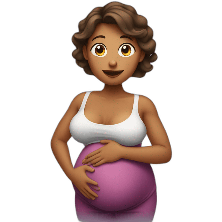 pregnant woman with visible belly flexing bicep emoji