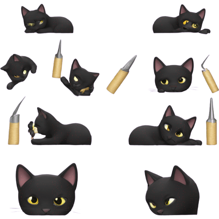 Black cat filing nails emoji