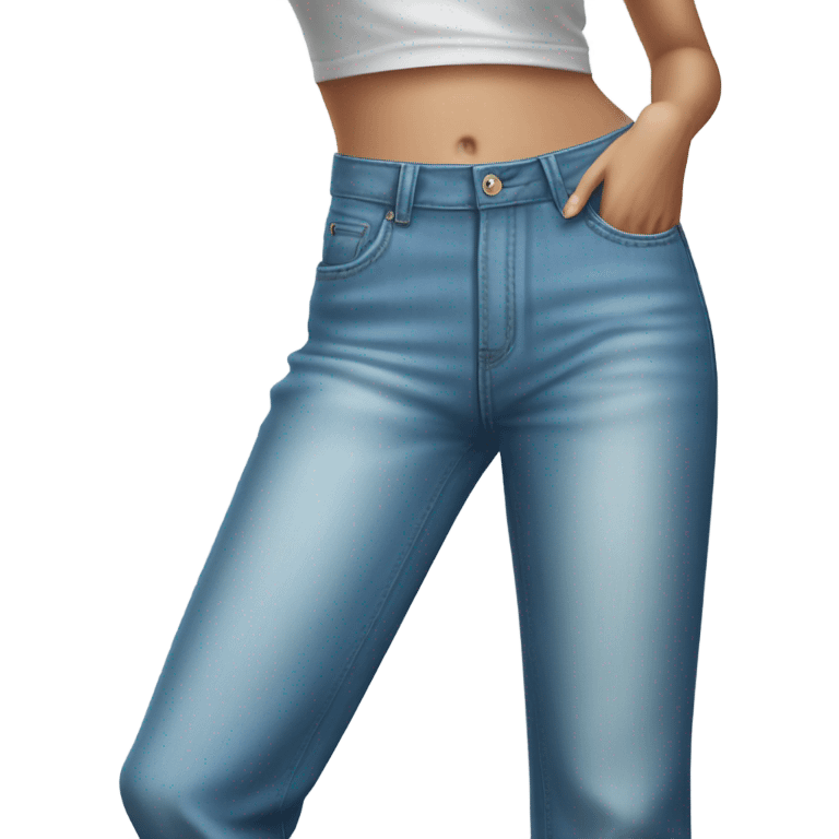 Realistic Wide Long leg high waisted light blue jeans, isolated emoji