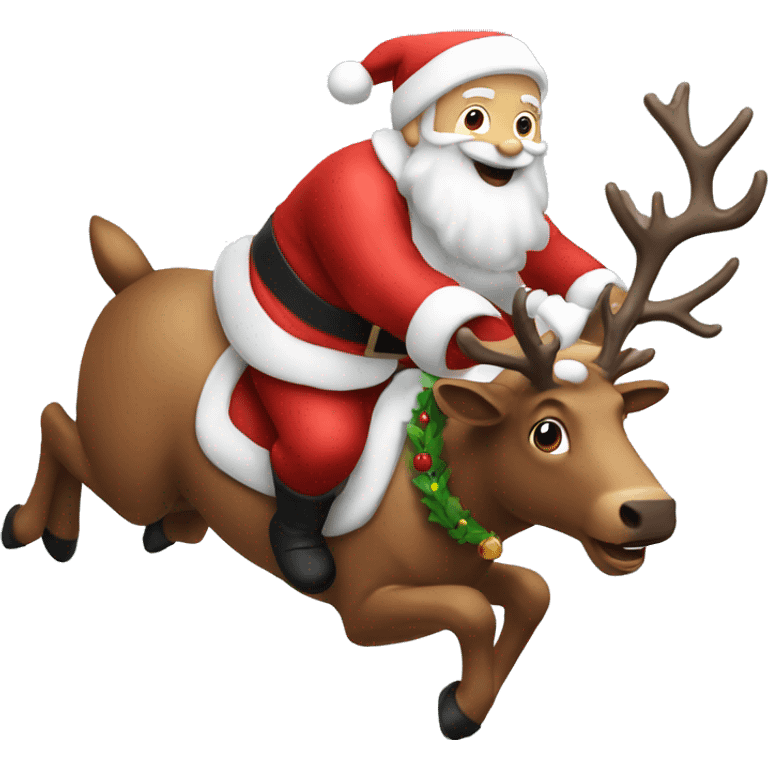 Santa flying on a raindeer emoji