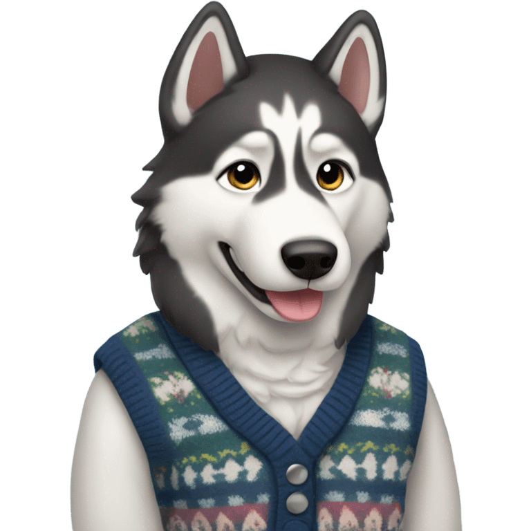 Husky in a sweater vest emoji