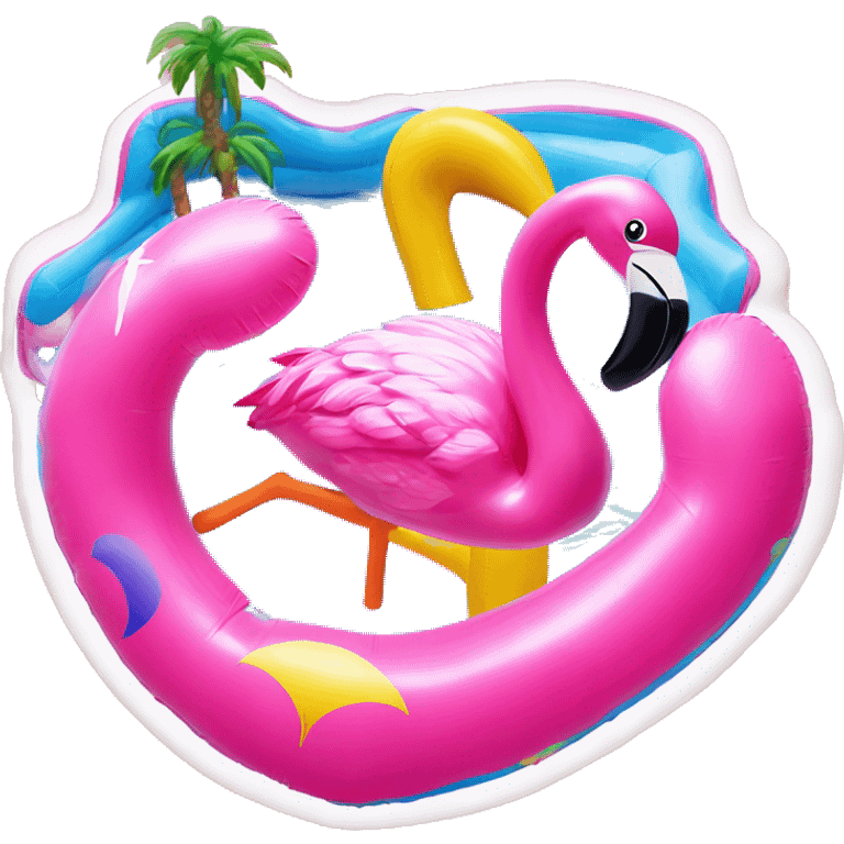 lisa frank flamingo inflatable pool toy emoji