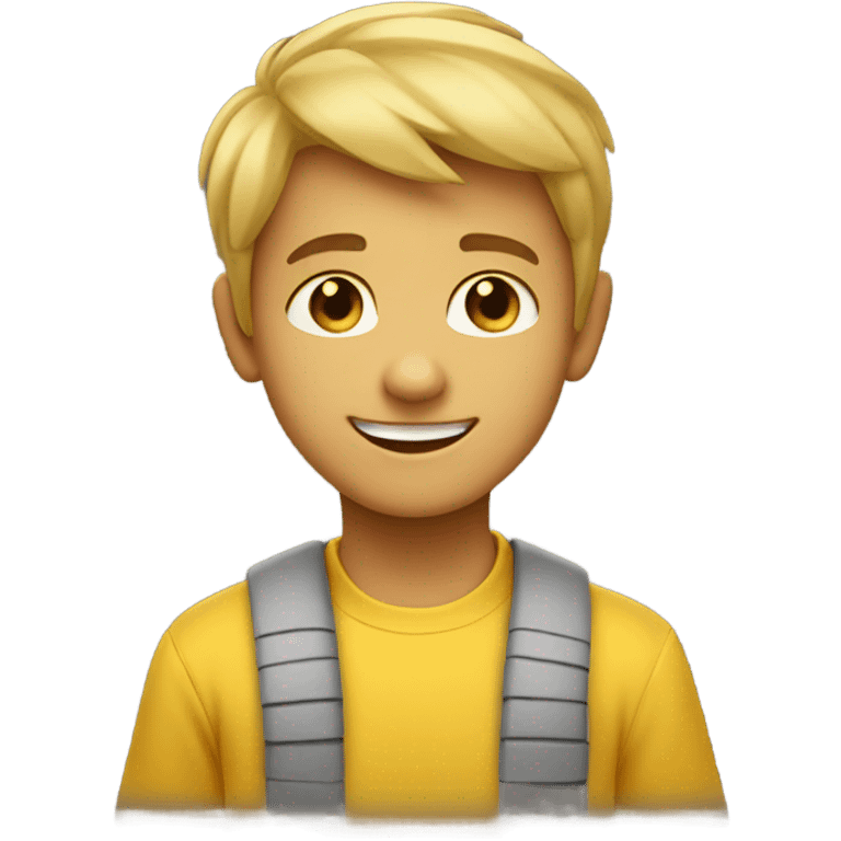 smiling boy in yellow shirt emoji