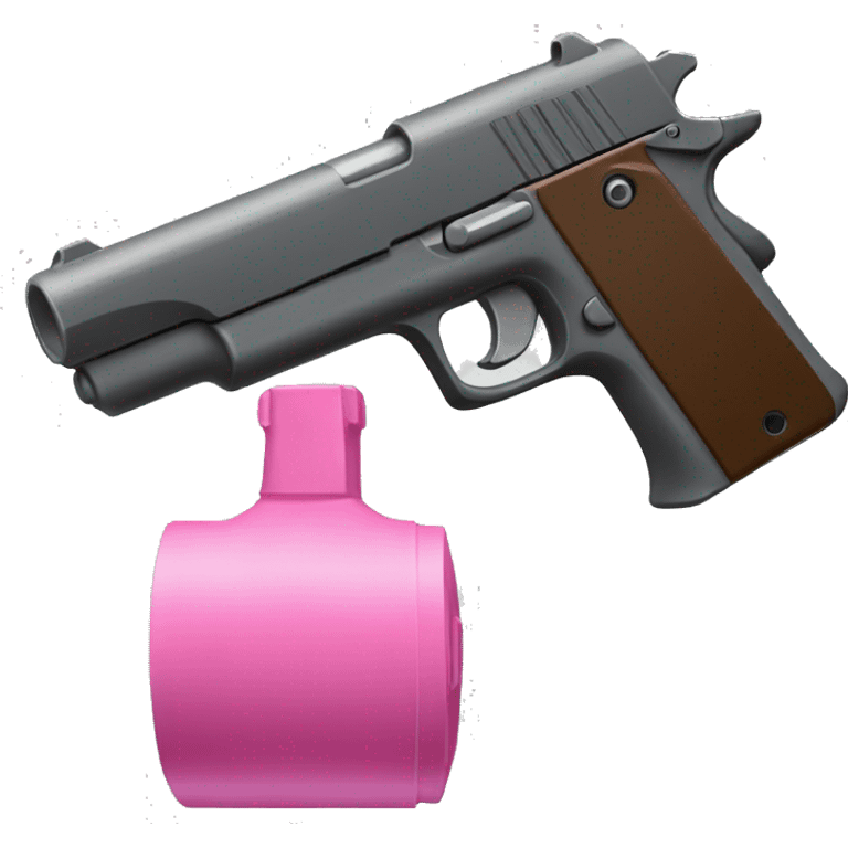 pink an dark gray gun with a perspective with the barrel looking away from the camera emoji