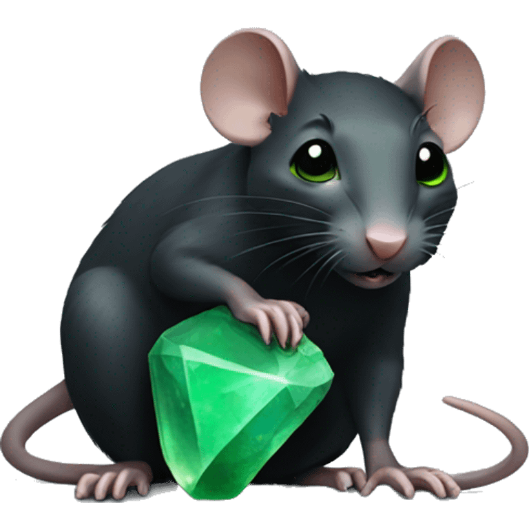 Black rat with green stone emoji