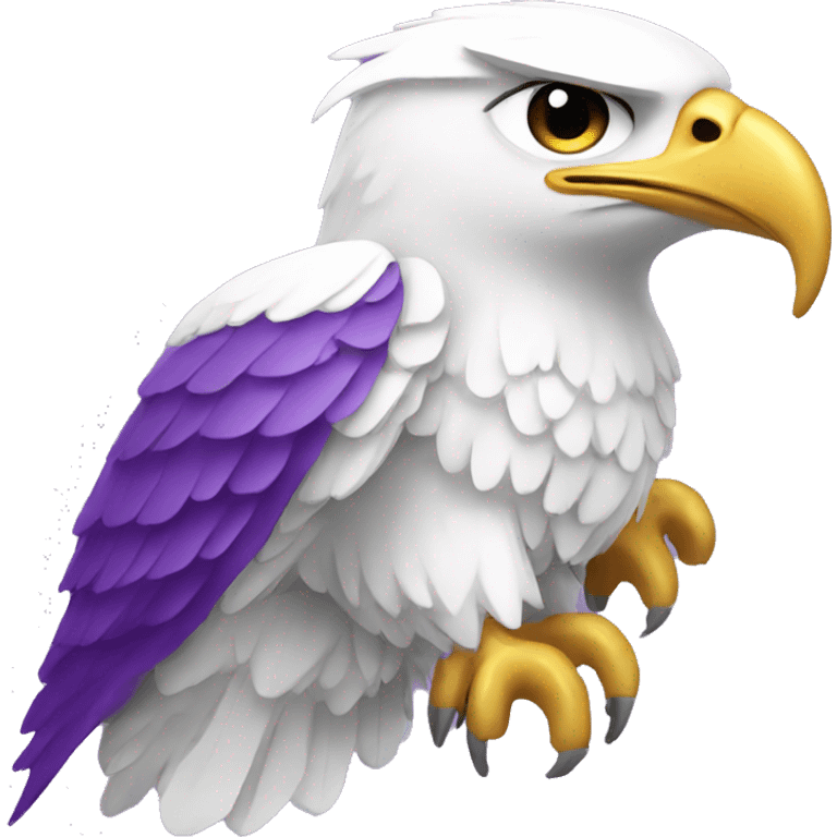 white hawk with gold and purple emoji