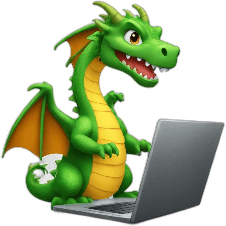 dragon holding up laptop screen emoji