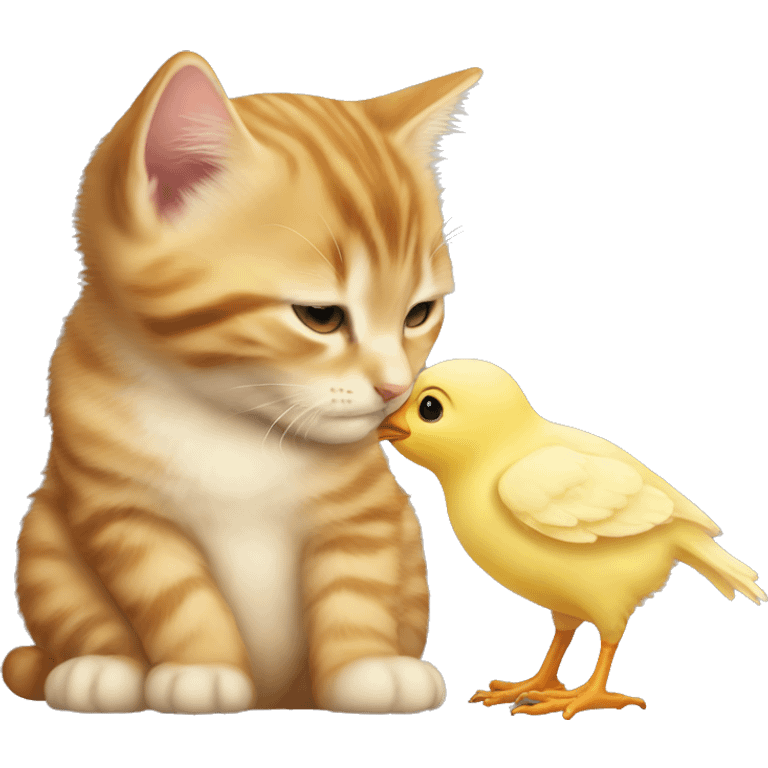 cat kissing baby chick emoji