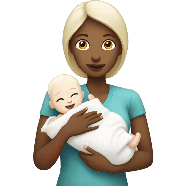 white mom holding little white baby emoji