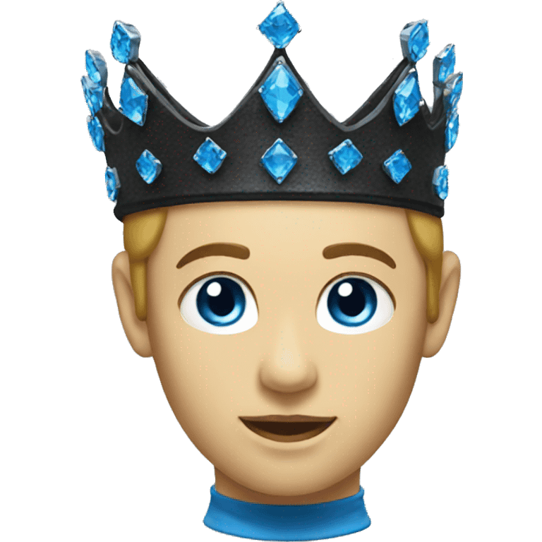 Black crown with blue diamonds  emoji