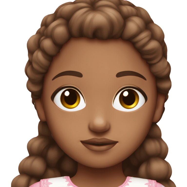 brown doll eyes, brown hair, feminine, pink, girl, angelic emoji