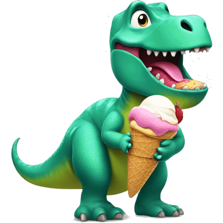 dinosaur eating ice cream  emoji