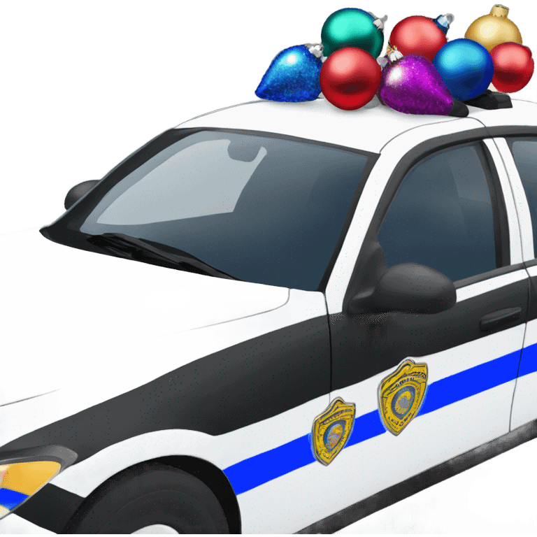 police car with Christmas decorations emoji