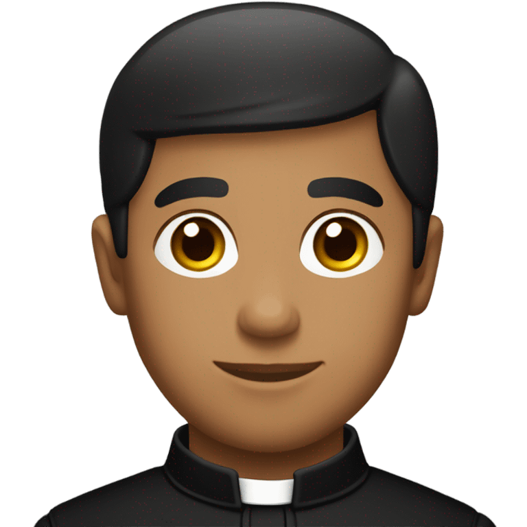 A Hispanic young Catholic priest wearing a traditional black cassock  emoji