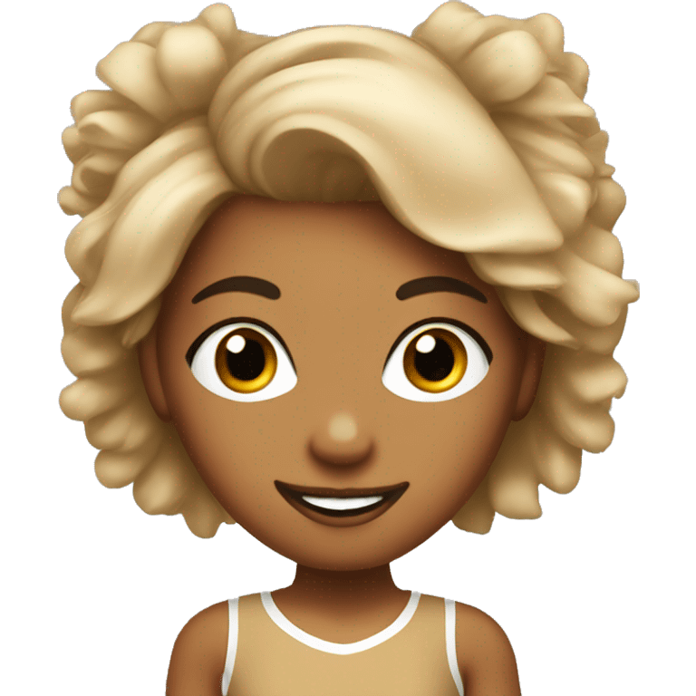 Tan cheerleader with pom poms emoji