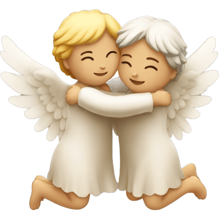 two angel hugging each other with their wings emoji