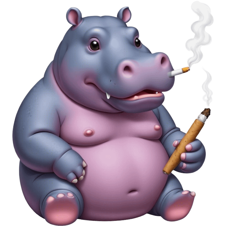 Hippo smoking a joint  emoji