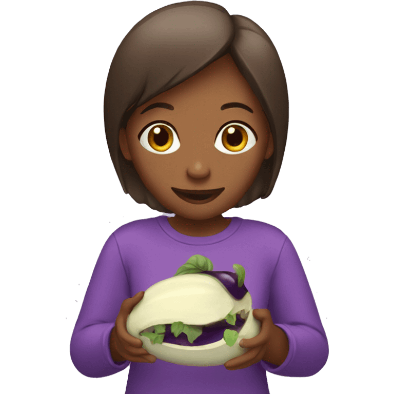 girl eating eggplant emoji