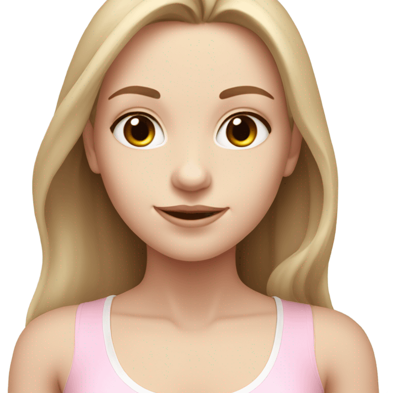 Light brown long hair pale skin yoga girl light pink clothes n emoji