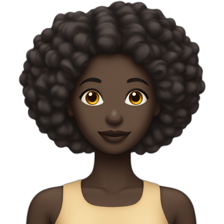 woman with black skin and natural hair african emoji