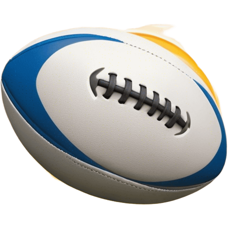 Cinematic Realistic image of a rugby ball in mid-action, with dynamic motion blur and finely rendered leather textures, set against a sunlit, energetic field that underscores its robust athleticism emoji